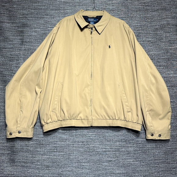 Polo by Ralph Lauren Jacket Men's XXL Khaki Camel Brown Full Zip Lined